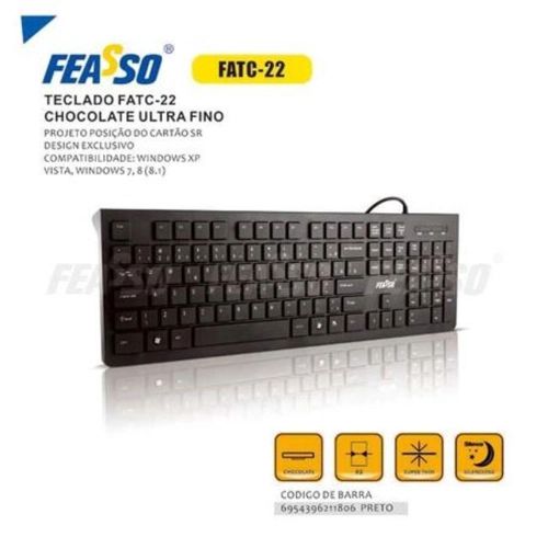 Teclado Chocolate Ultrafino 7mm Slencioso Feasso  FACT-22