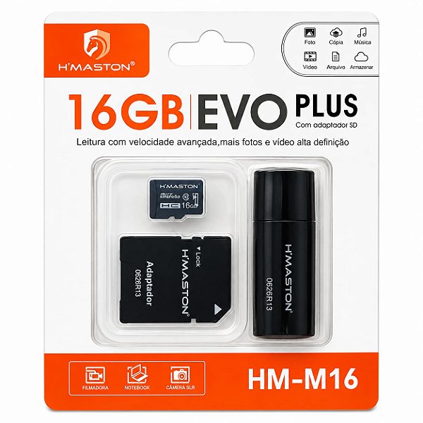 Cartão De Memória 16Gb Com Adaptadores HM-M16 Hmaston