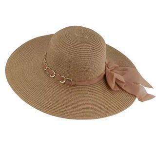 Chapéu Praia Feminino Viseira Palha Aba Laço Piscina Verão LT-0038