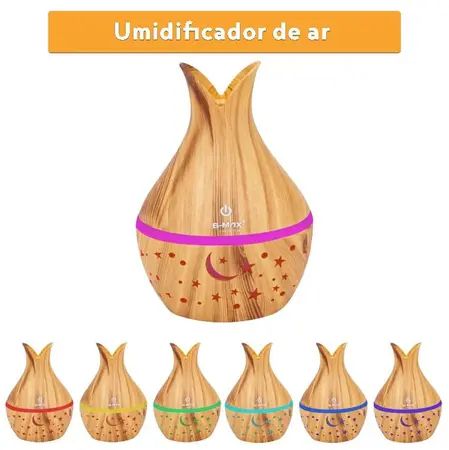 Umidificador Madeirada Com Led 300ML B-MAX BM034