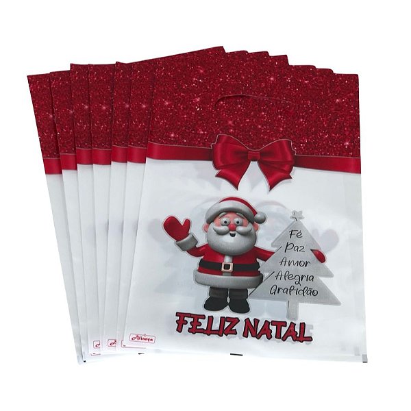 Sacola Boca De Palhaço De Presentes  Metalizada Feliz Natal 30 X 40 FELIZ-NATAL