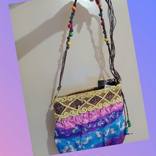 Bolsa De Praia Tira Colo Com Detalhes Bordados e  Micangas BOLSA-IINDIANA