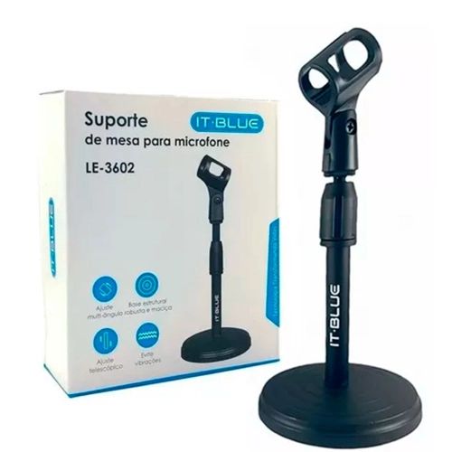 Suporte De Mesa Microfone Pedestal p/ Estúdio Rádio LE-3602