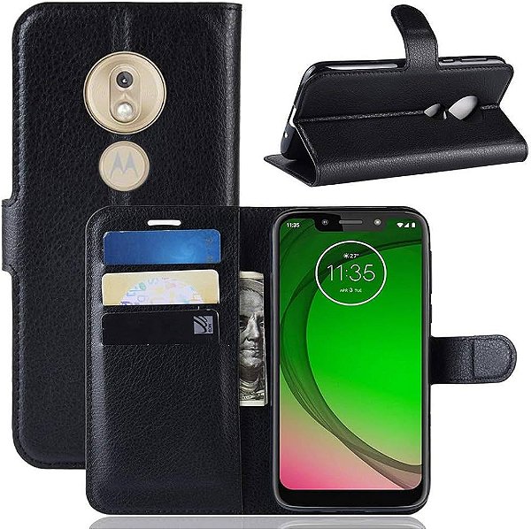 Capa Carteira para Motorola G7 Play - Preta CPC-PT-MT-G7P