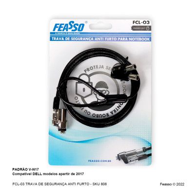 Trava De Segurança Anti Furto Para Notebook Feasso - FCL-03