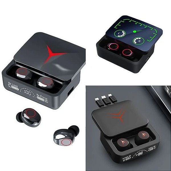 Fone Bluetooth 5.3 X-Cell, Função Power Bank 1200mAh, Visor Digital, USB-C, Preto- XC-BTH-36