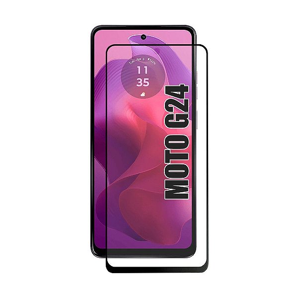 Película 3D de Vidro Temperado Bordas Pretas Motorola G24 5G G04 -Preto