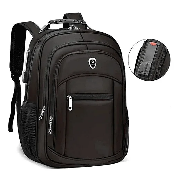 Mochila Savanna Reforçada Para Notebook Impermeável Poliuretano-Preto