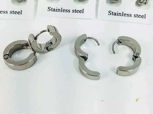 Brinco Masculino Argola Prata Aço Inox BMP-010