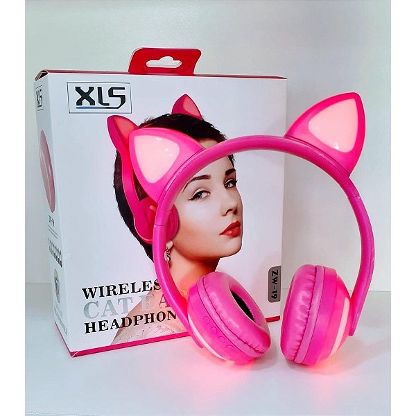 Fone Orelha Gatinha Bluetooth com LED ZW-19