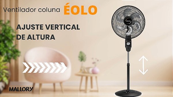 Ventilador Mallory Coluna Éolo 6 Pás 40 cm 220V B94401702