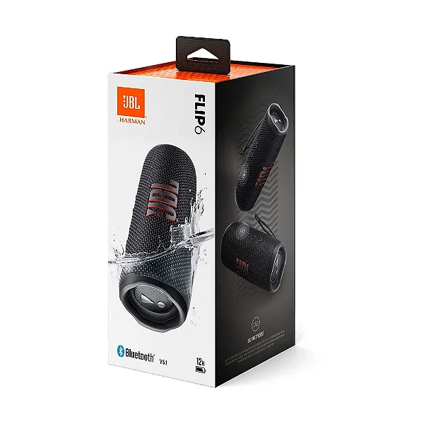 Caixa de Som JBL Flip 6, 30W RMS, Bluetooth, Original JBL Pro, PartyBoost, IP67, até 12 horas Bater