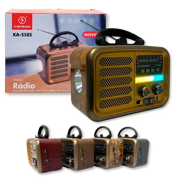 Radio Bluetooth Com Leed AM FM Lanterna KA-5585