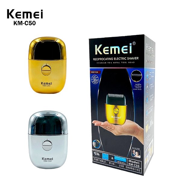 Barbeador Shaver Elétrico Sem Fio Recarregável KM-C50