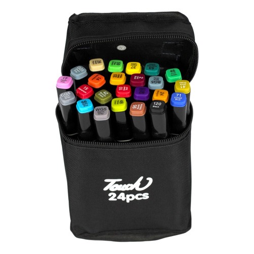 Conjunto 24 Canetas Cores permanentes Marcador Ponta Dupla 24PCS