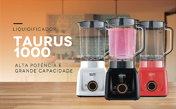 Liquidificador Mallory Taurus 1000 Com 4 Velocidades - 900W de Potência - Jarra de 3,1L - PR 220 Volts B91202312