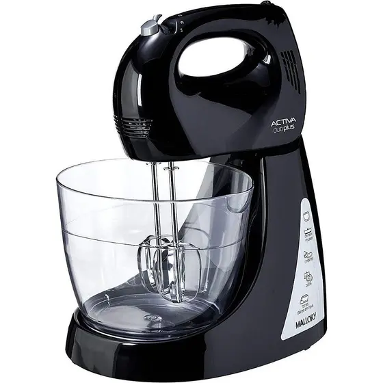 Batedeira Mallory Activa Duo Plus 4 Velocidades e Pulsar B91300452 - Preto 220V