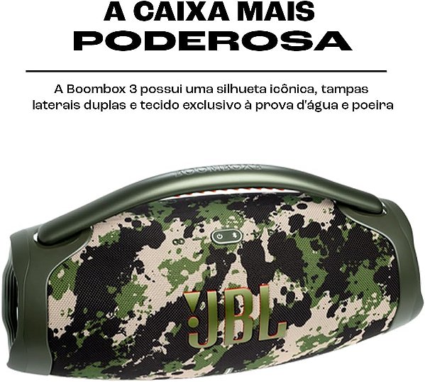 Caixa de Som Bluetooth JBL Boombox 3 IPX7 Camuflado