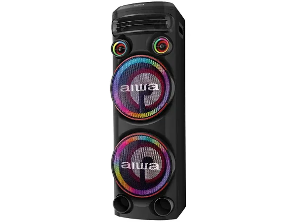 Caixa Amplificada AIWA Torre de Som T2W-02, 2300W, Bluetooth, RGB - AWS-T2W-02, Bivolt Preto