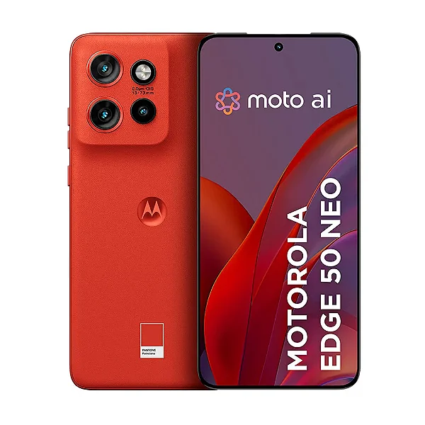 Smartphone Motorola Edge 50 Neo 256GB Poinciana (Vermelho) 5G 16GB RAM 6,4" Câm. Tripla + Selfie 32MP