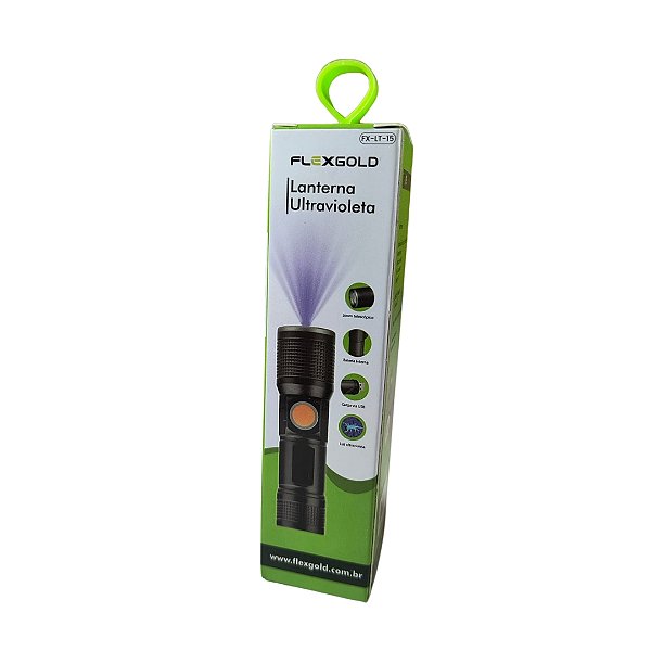 Lanterna De LED Potente Com Luz Negra Ultravioleta (UV)