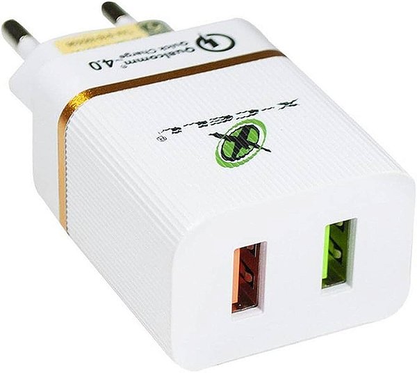 Carregador X-Cell Turbo C/ 2 Entradas Usb 4.0 a 18w Branco - XC-UR-15