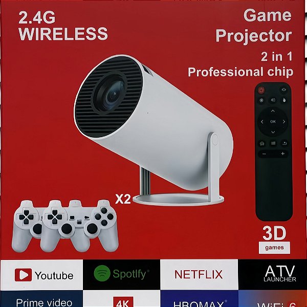 Projetor 3D Game 2 em 1 F300 Controlador Gamepad Android Cinema em casa