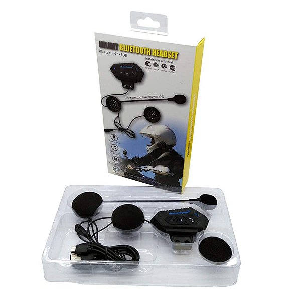 Fone de Ouvido Sem Fio para Capacete de Motocicleta BT12 com Alto-Falante