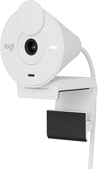 Webcam Logitech Brio 300 Full HD, 1080p, 30 FPS, USB-C, Microfone Integrado Branco