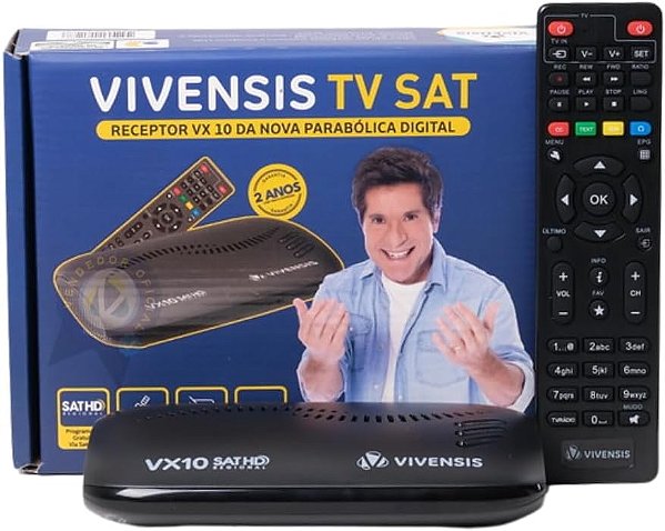 Receptor de TV Digital Vivensis, Full HD Smart via Satelite VX10, Preto Bivolt