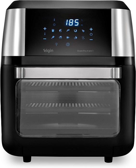 Fritadeira e Forno Elétrico Elgin Oven 12L com Timer, 4 em 1, Painel Touch, Preto/Inox 220V