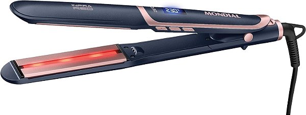 Prancha Mondial Alisadora Tourmaline Ceramic P-01-IR, 110°C a 230°C, Azul/Golden Rose Bivolt