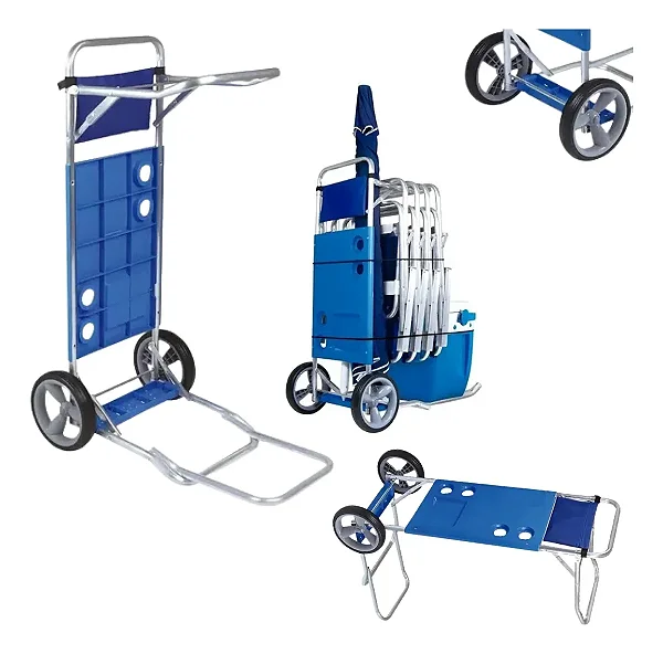 Carrinho Mesa Bel Alumínio Para Praia Com Bolça E Avanço Bel 704499