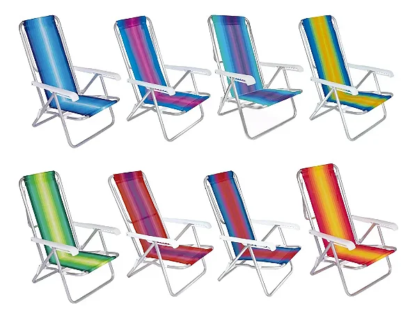 Cadeira Praia Piscina Alumínio Regulavel 8 Posições 25100