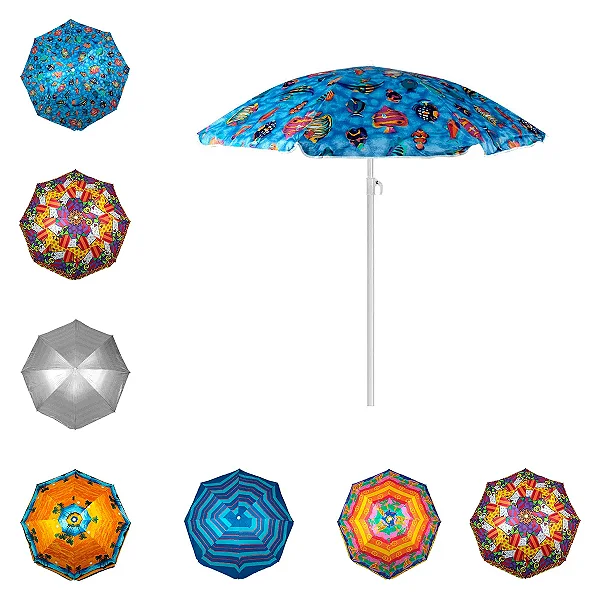 Guarda-Sol Rainbow 2,00m em Alumínio Poliéster Estampas Sortidas Bel 10100