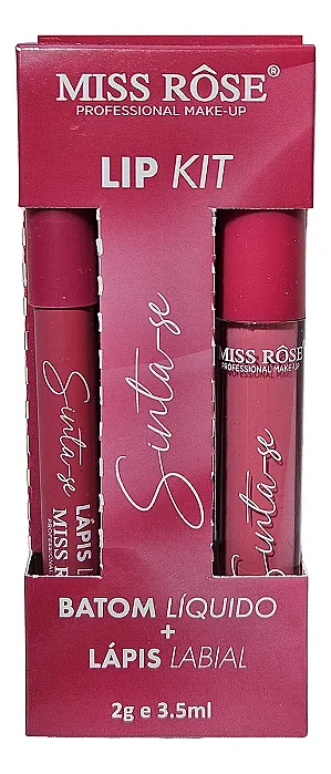 Lip Kit Batom Liquido E Lápis Labial Miss Rose BX7102-012Z24