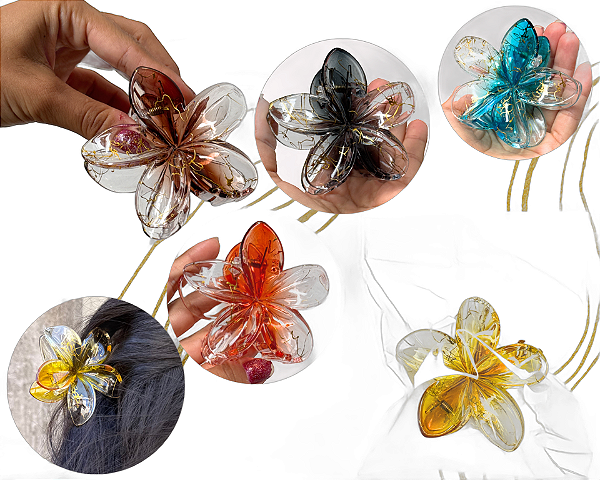 Presilha Piranha Flor Grande De Cabelo  Paula Mandara MM5636