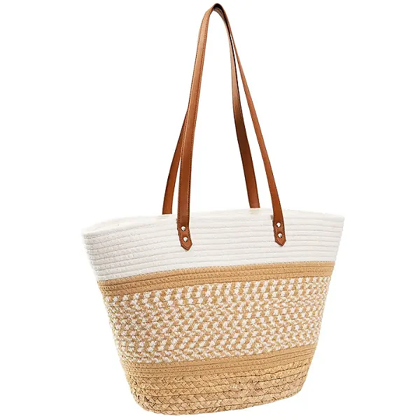 Bolsa Tote De Palha Com Alça Para Praia Miss Dong JF-111