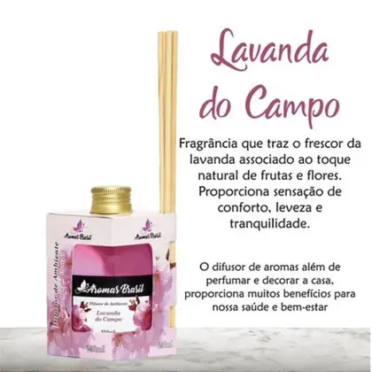Difusor De Varetas Aromas Brasil 250ml Lavanda Do Campo - Amazônia Aromas 544