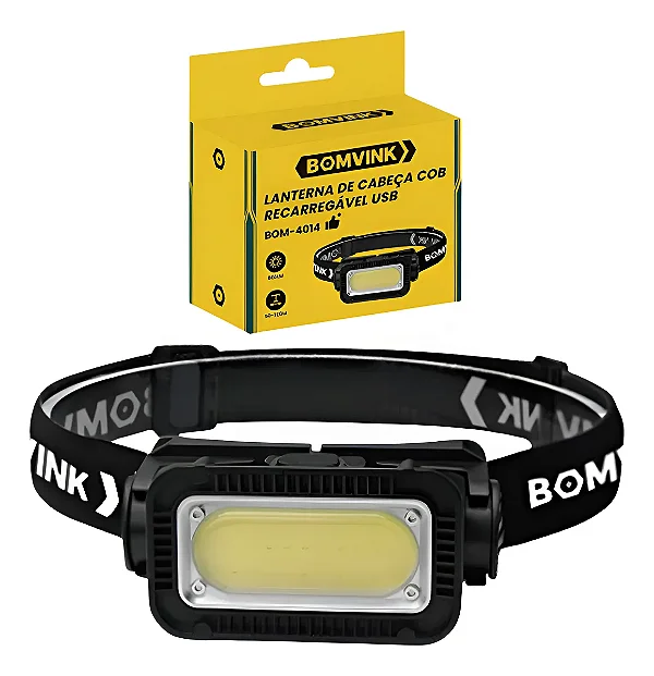 Lanterna Cabeça Testa Capacete Recarregável Led Luz Branco BOM-4014