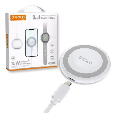 Carregador Indutivo Magnético 15w 3 Em 1 BTE-56