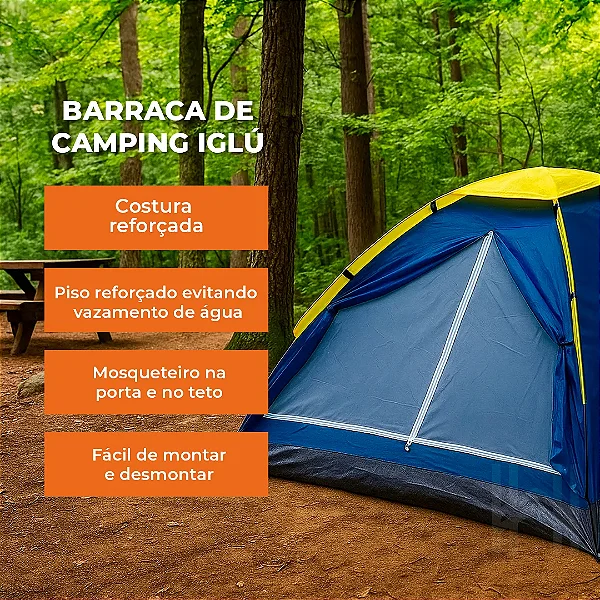 Barraca Para 4 Pessoas Camping 200cmx200cmx135cm BM-F1269