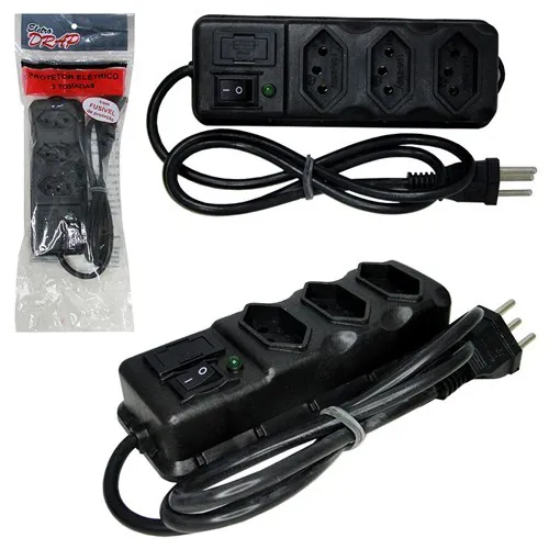 Filtro de Linha Protetor Elétrico Eletro Drap de 3 tomadas DRAP-3T