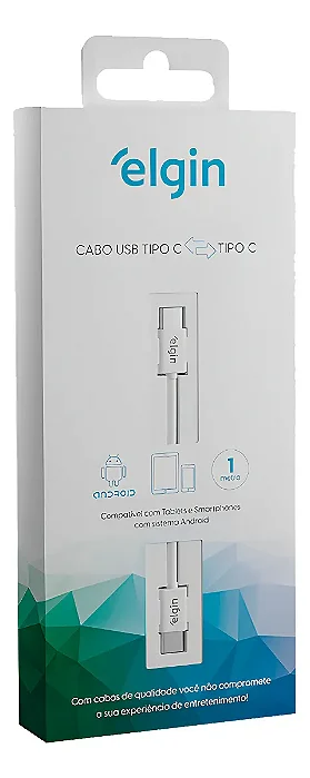 Cabo Usb Tipo C Para Usb Tipo C 1m Branco - Elgin TC-TC-ELGIN