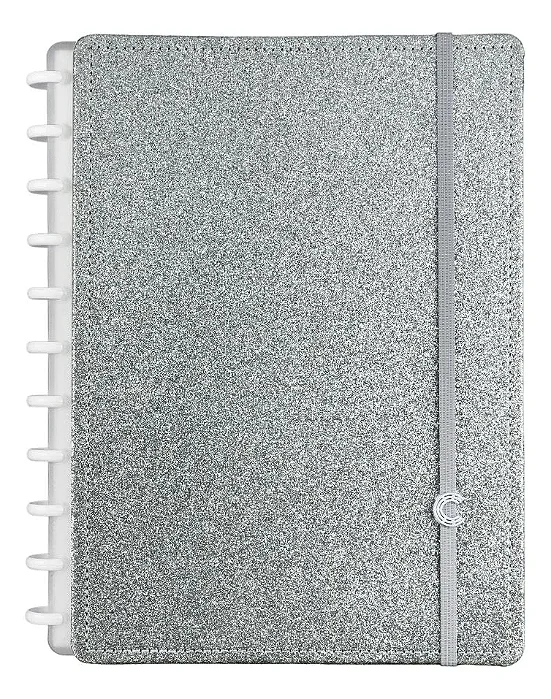 Caderno Inteligente Glitter Silver Prata Grande CADERNO-GLITTER-PRATA