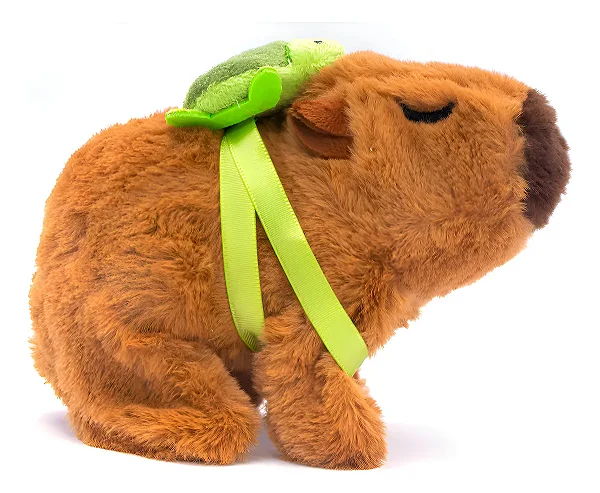 Capivara Anda Faz Barulho Pelúcia Interativa Brinquedo Bege CAPI-INTERATIVA