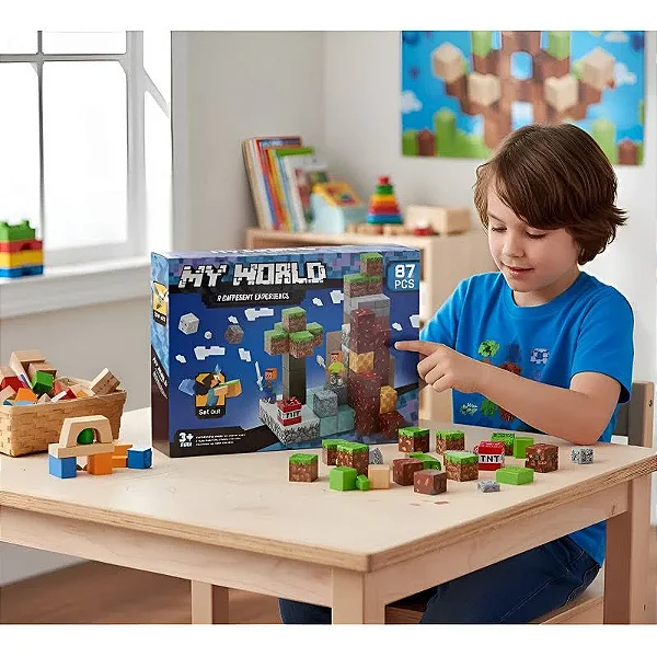 Minecraft Blocos De Montar Magnetico Com 87 Peças 3WS4-3