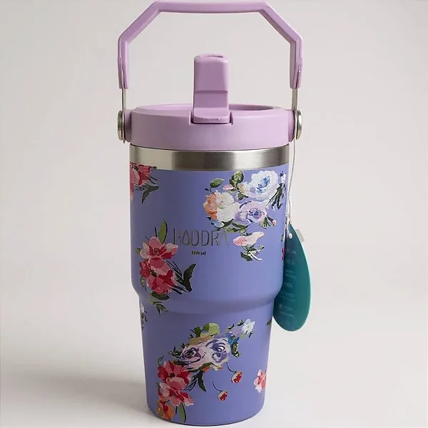 Copo Térmico Com Canudo Tampa Alça 600ml 20-OZ