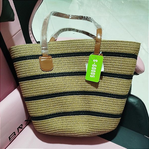 Bolsa Feminina Praia Palha Com Alça Lateral Transversal De Ombro S-60005