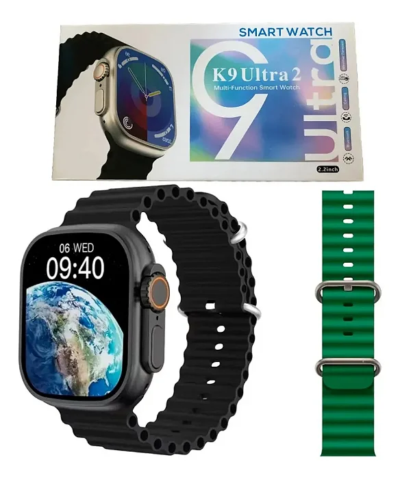 Smartwatch Khostar K9 Ultra 2 49mm Chamadas Bluetooth e Wi-Fi 2 Pulseiras K9ULTRA2
